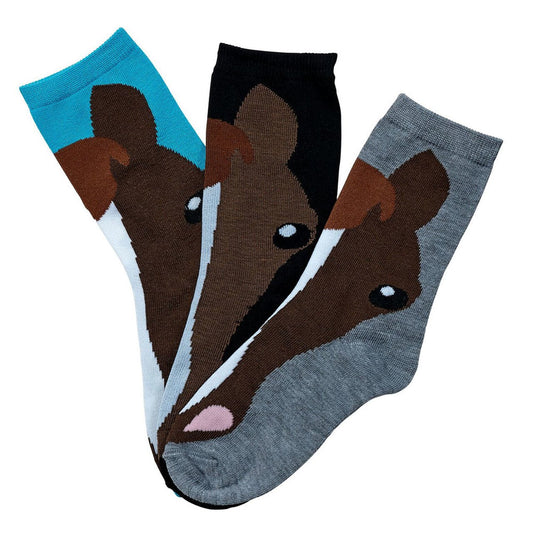 Ladies Horse Face Crew Socks - The Tack Shoppe