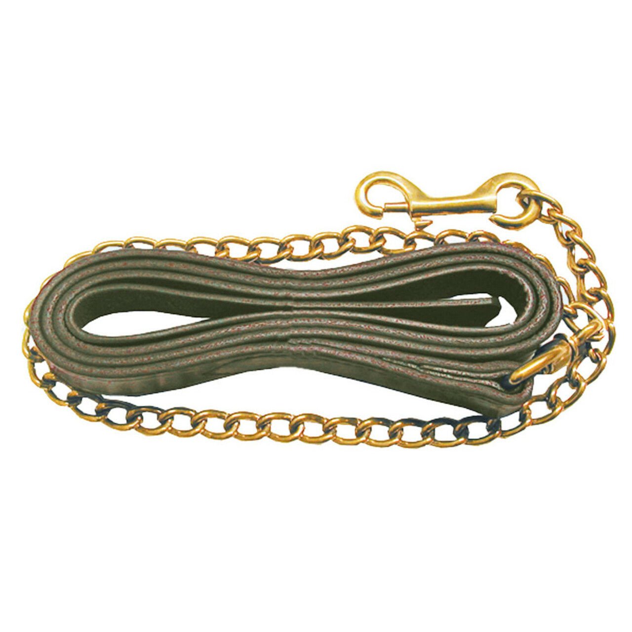 Leather Lead Shank with Brass Chain - Havana - The Tack Shoppe