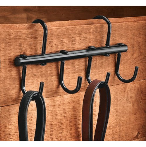 Matte Black Halter Rack with 4 Hooks - The Tack Shoppe