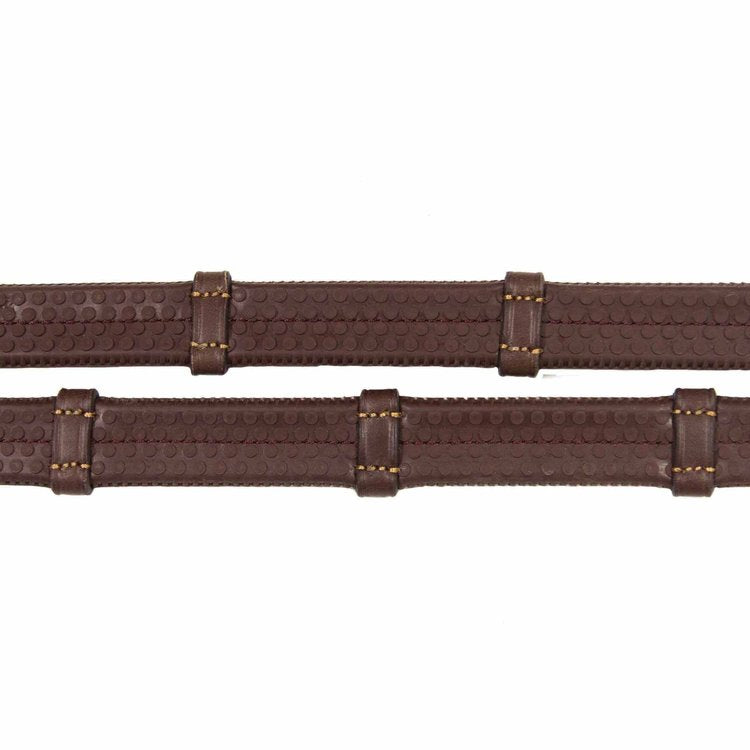 Antares Precision Rubber & Nylon Reins with Hand Stop - Brown