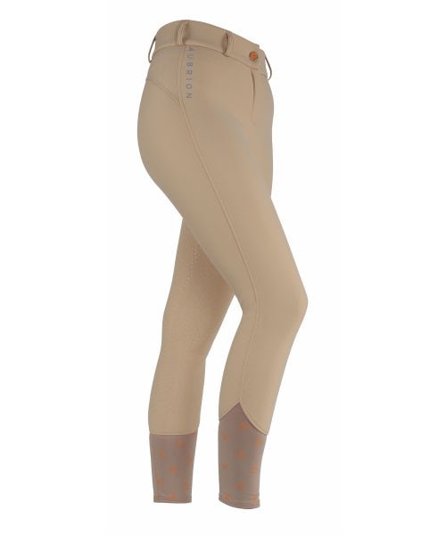 Shires Aubrion Greydock Fullseat Winter Breeches - Beige - The Tack Shoppe
