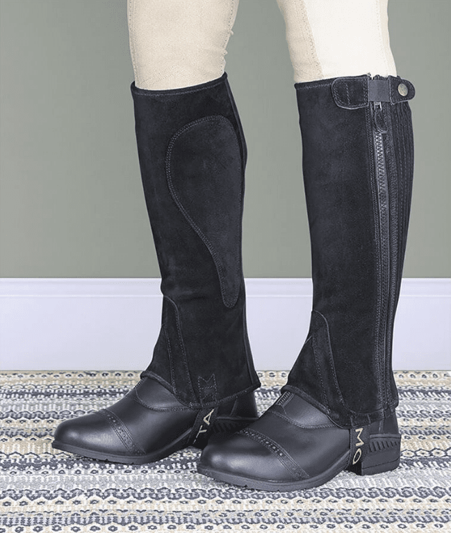 Shires MORETTA SUEDE HALF CHAPS - Black - The Tack Shoppe