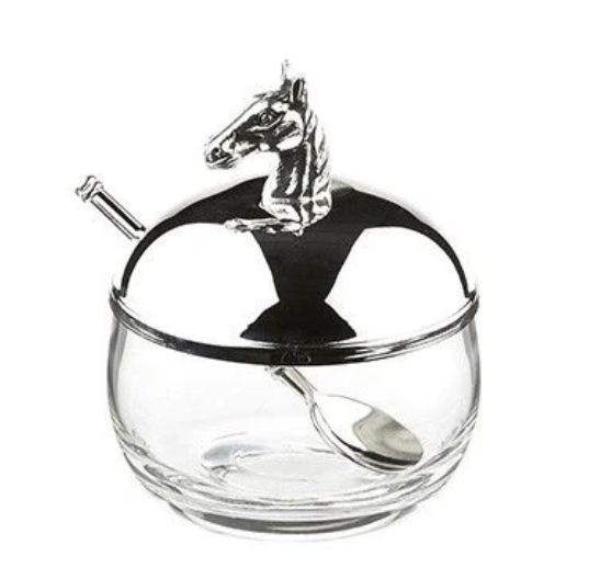 Horse Head Sugar Jam Pot with Spoon