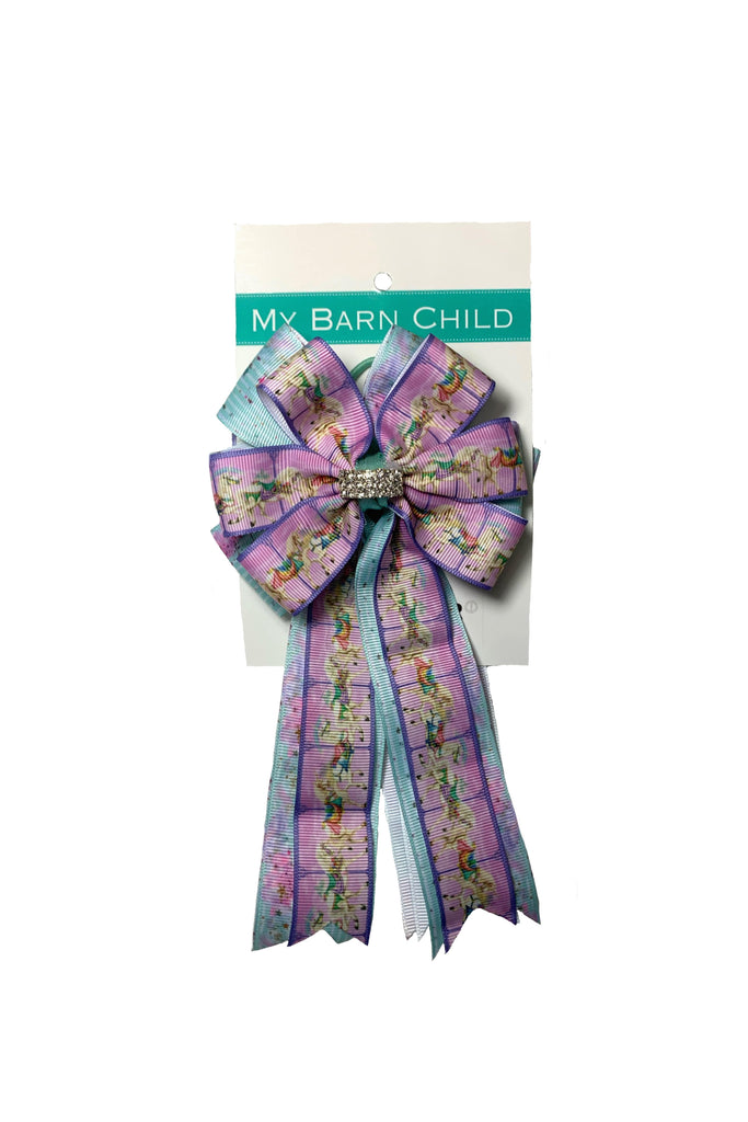 My Barn Child Show Bows: Carousel Horses with Light Blue